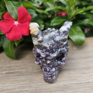 Zebra Jasper Crystal Horned Skull